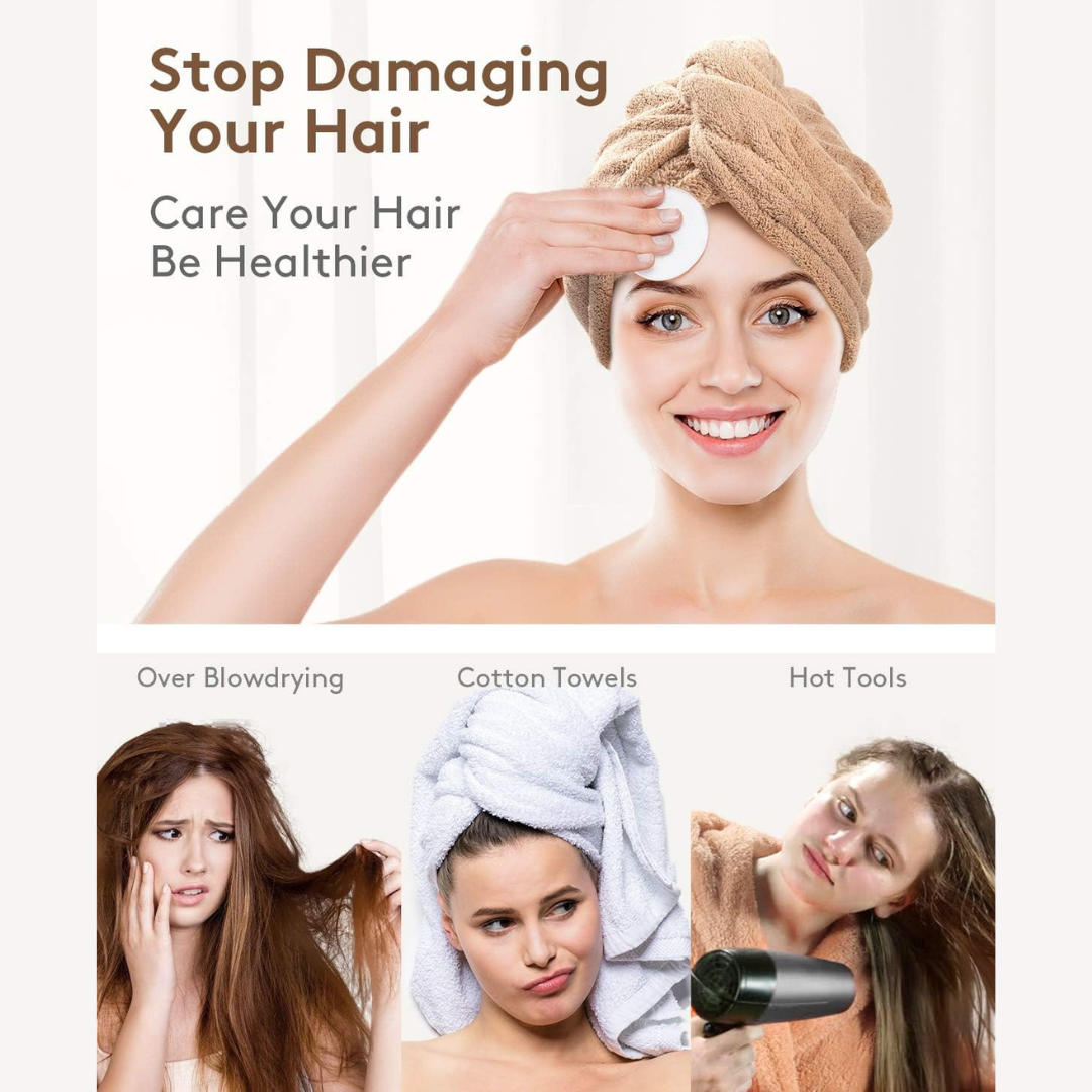 Microfiber Hair Drying Cap – 2 PCS